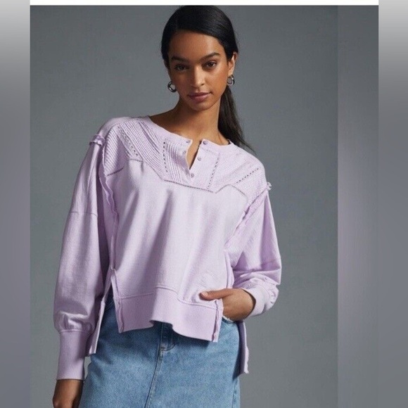 Anthropologie Pilcro loose fit cut blouse small eyelet - Picture 1 of 6